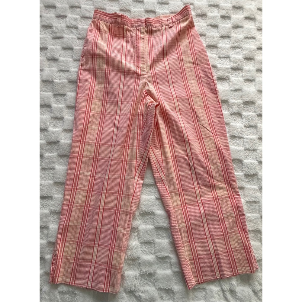 Liz Claiborne Lizsport Audra Red Orange Plaid Crop Pants Size 8 Straight Leg EUC